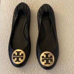Tory Burch Claire Ballet black leather flats